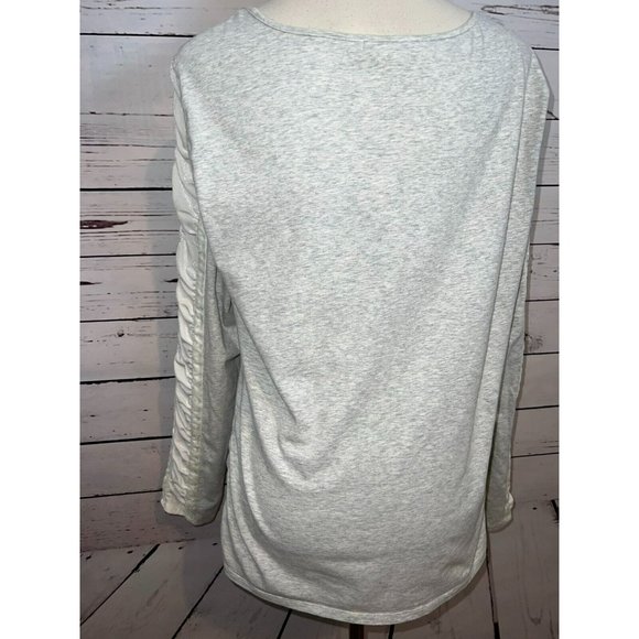 Sundance Large Sweatshirt Gray‎ Velour Ruched Sleeve Pullover Top Scoop Neck - Picture 10 of 10